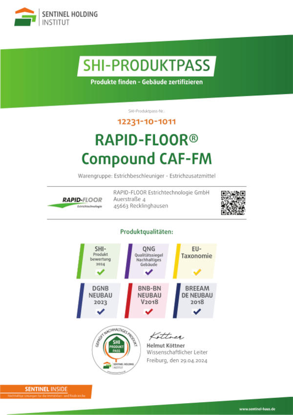 RAPID-FLOOR® Estrichtechnologie GmbH - SHI Poduktpass RAPID_FLOOR Compound DAF-FM