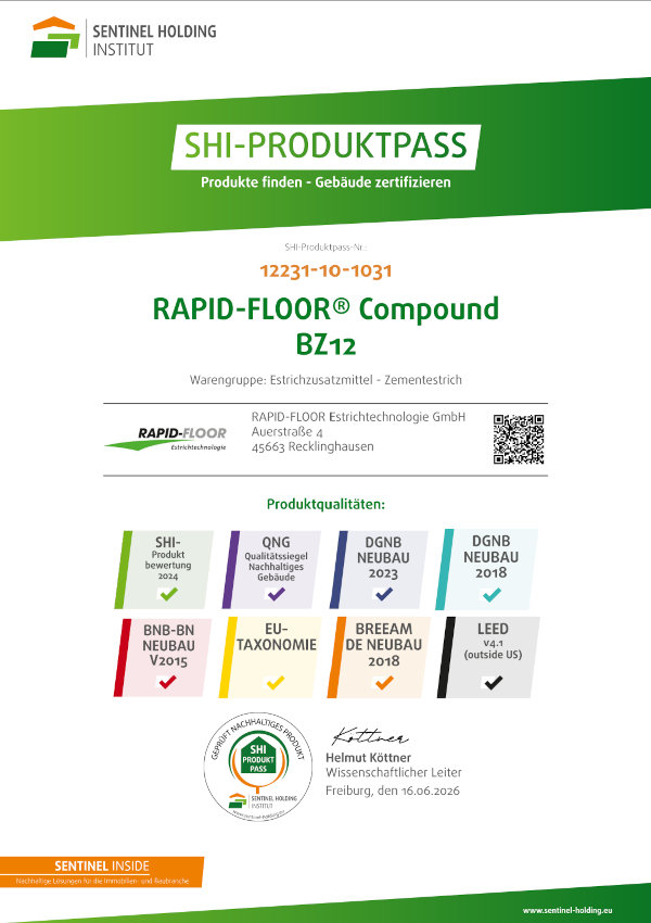 RAPID-FLOOR® Estrichtechnologie GmbH - SHI Produktpass RAPID_FLOOR Compound BZ12