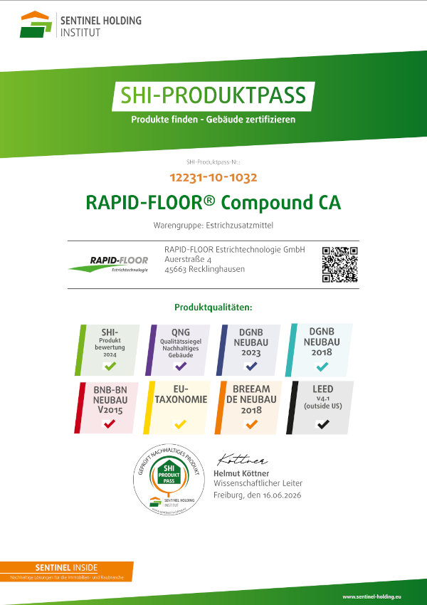RAPID-FLOOR® Estrichtechnologie GmbH - SHI Produktpass RAPID_FLOOR Compound Ca