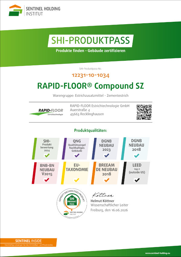 RAPID-FLOOR® Estrichtechnologie GmbH - SHI Produktpass RAPID_FLOOR Compound SZ